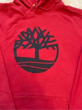 Red Timberland hoodie pretty much new